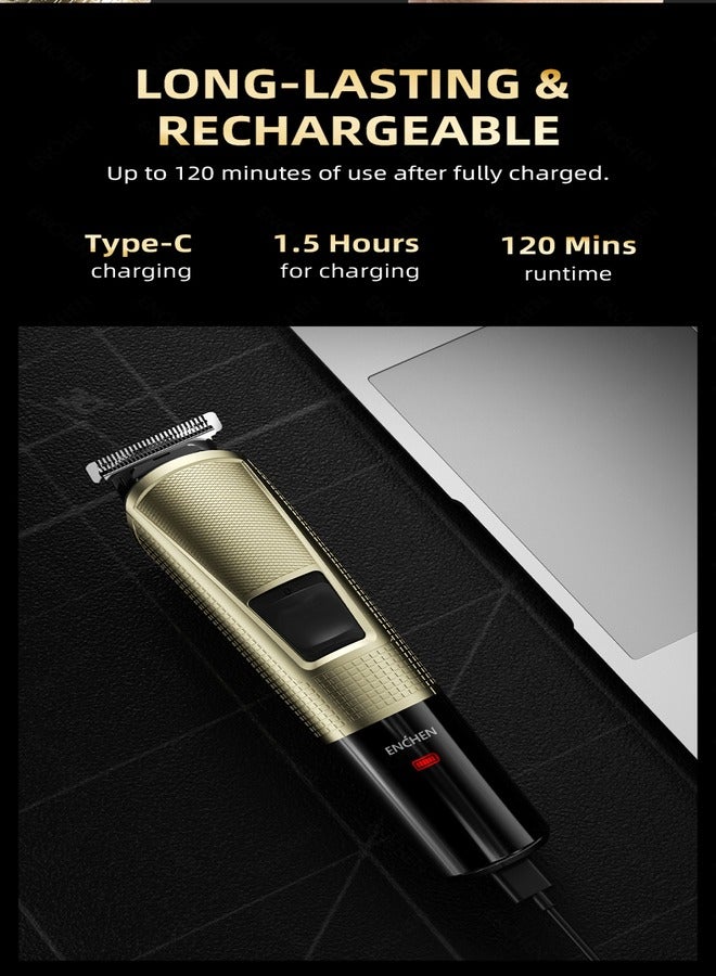 ENCHEN مقص شعر للرجال، مقص لحية قابل لإعادة الشحن مع قفل للسفر ومؤشر للبطارية، ماكينة حلاقة تدعم الشحن السريع TYPE-C، 100 دقيقة من التشغيل واستخدام بدون سلك - Image 5